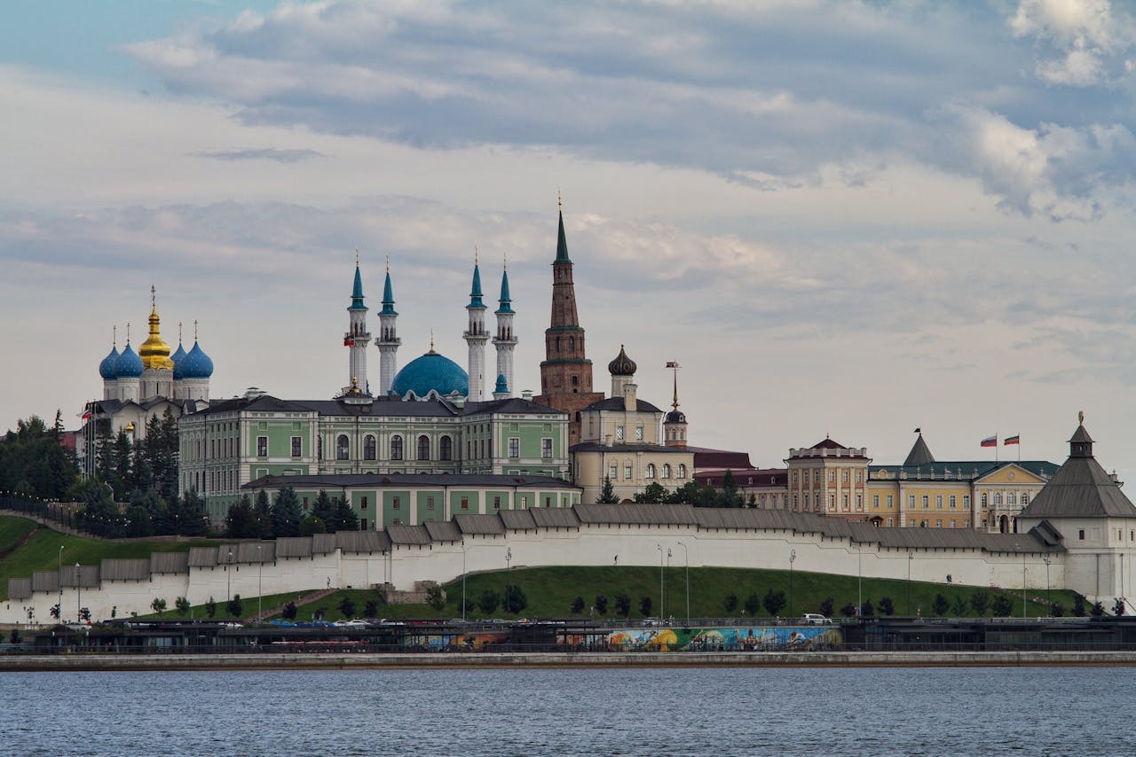 The Kazan Kremlin viewed from across the Kazanka River.